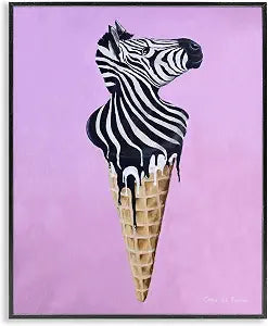 Striped Zebra Ice Cream Kitchen, 16 x 20 Inch Framed Gicle Print