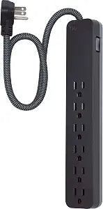 GE Surge Protector Power Strip, 2 Ft Braided Extension Cord