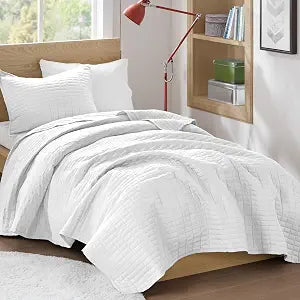 Comfort Spaces Kienna Twin Quilt Bedding Set 2 Piece, 66"x 90" White