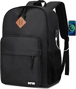 Lightweight Backpack for Men Women, School Backpack for Girls Boys Teen, 17.3 inch laptop Backpack with USB Charging Port, Simple Daily use Bookbag, Kids Book Bag, Mochilas Escolares para,Black