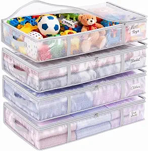 Under Bed Storage Containers 4 Pack 90L Mesh Clear for Blankets Clothes