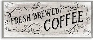 Fresh Brewed Coffee Phrase Kitchen, 13 x 30 Inch Framed Gicle Print