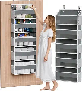 Simple Trending Over The Door Organizer with 10 Side Pockets, Dark Grey