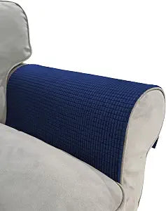 Couch Arm Covers for Sofa Chair, Waterproof Armrest Armchair Covers Non-Slip Recliner Slipcovers, Headrest Cover, Set of 2 (Navy, 24"20")