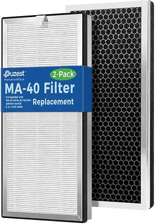 2-Pack MA-40 Replacement Filter Compatible with MA Air Purifier 40 Series, 3-in-1 H13 True HEPA Filter, Pre-Filter and Activated Carbon for MA40W MA40B