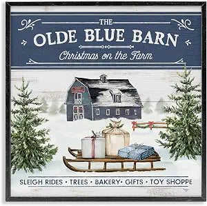 Christmas Farm Phrase Holiday, 17 x 17 Inch Framed Gicle Print