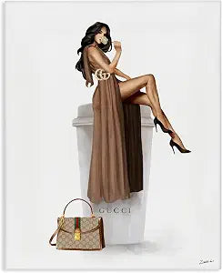 Glam Fashion Girl Coffee Cup, 24 x 30 Inch Canvas Wall Art