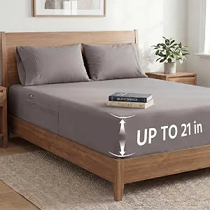 Deep Pocket Queen Fitted Sheet with Straps,Sheet Set for Bed