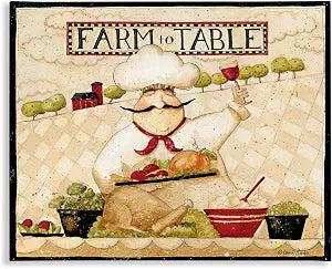 Farm to Table Vintage Chef Meal, 24 x 30 Inch Canvas Wall Art