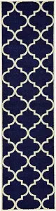 Unique Loom Trellis Collection Modern Morroccan Inspired with Lattice Design Area Rug, Runner 2' 7" x 10' 0", Navy Blue/Beige