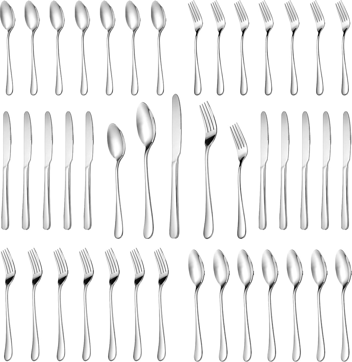 30 Pcs Silverware Set for 6, Food Grade Stainless Steel Flatware Set, Mirror Polished Cutlery Utensil Sets, Kitchen Eating Tableware Sets, Dishwasher Safe