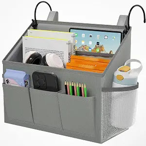 Loghot Bedside Caddy Organizer Bed Storage Bag for Dorm Hospital Crib Gray