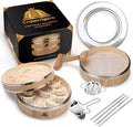 2 Tier Bamboo Steamer | Bamboo Steamer Basket with Reusable Silicone Liner | Food Dim Sum Kit for Cooking Baby Bao Bun, Rice, Vegetable, Fish and Meat