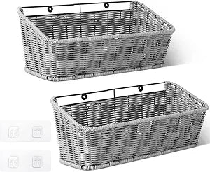 GRANNY SAYS Wicker Hanging Basket for Storage, Wall Mount Fruit Basket
