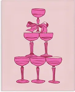 Stacked Champagne Tower Glam, 16 x 20 Inch Canvas Wall Art