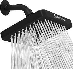 SparkPod Rain Shower Head, 6 Inch Square, Midnight Black Matte Finish