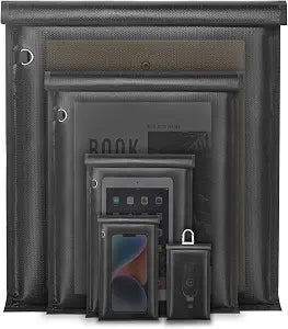 yaokvide Large Faraday Bags - 5 Pack Faraday Cages for Laptops & Tablets & Phones & Car Keys, Faraday Key Fob Protector, Fireproof & Waterproof Anti-Theft Signal Blocking Pouch