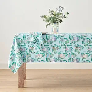 Lenox Spice Village Allover Tablecloth, Blue, 60" W x 102" L