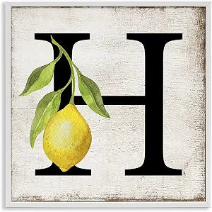 Lemon Letter Rustic Farmhouse, 12 x 12 Inch Framed Gicle Print