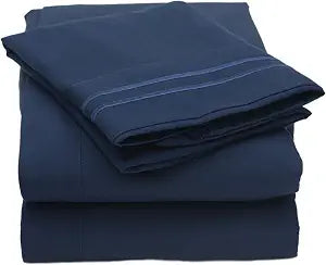 Sweet Home Collection 3 Piece 2000 12 Colors Collection Egyptian Quality Deep Pocket Bed Sheet Set, Twin, Navy