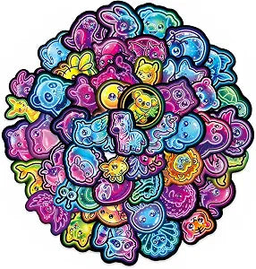50Pcs Cute Neon Animal Stickers Pack,Vinyl Waterproof Graffiti Trippy Decals for Laptop, Phone, Scrapbook, Skateboard, Luggage, Journal, Water Bottle
