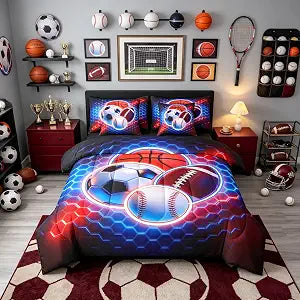 Feelyou Boys Sports Comforter Set Full Size 7 Pieces for Kids