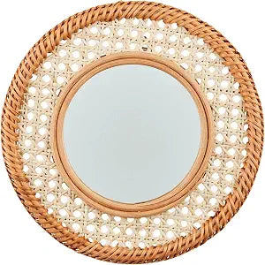 Mud Pie Cane Woven Mirror; 12" Dia