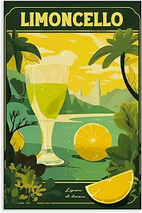 Lemon Cocktail Tropical Scene, 20 x 30 Inch Canvas Wall Art