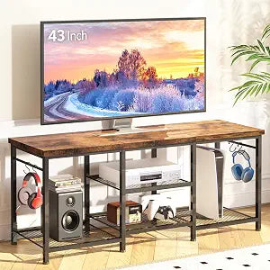 YGEOMER TV Stand for TVs Up to 50 Inch, Rustic Brown