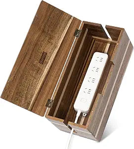 Acacia Wood Cable Management Box - Cord Hider&Organizer for TV Wires