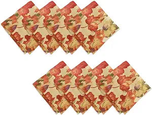 Elrene Home Fashions Harvest-Festival Printed Fall Cloth Dinner Napkins, 17" x 17", Set of 8