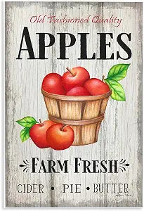 Rustic Farm Fresh Apple Sign, 13 x 19 Inch Mounted Print on Wall Plaque