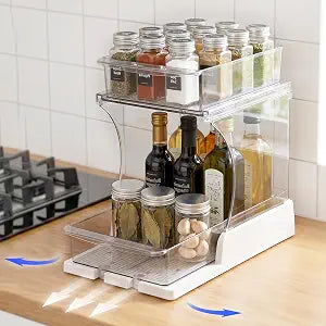 Spice Rack, Countertop Shelf Organizer, 2 Tier Kitchen Organizer