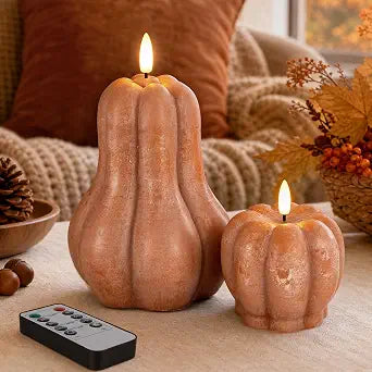 Fall Decor, Fall Decorations for Home, Terracotta Flameless Pumpkin Candles
