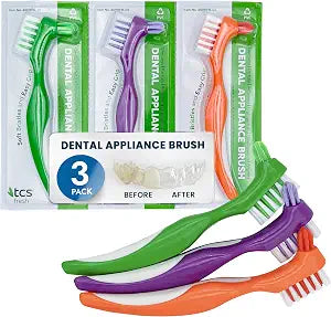Soft Bristle Denture Brush ��� For Dentures, Retainers & Aligners ��� 3 Pack