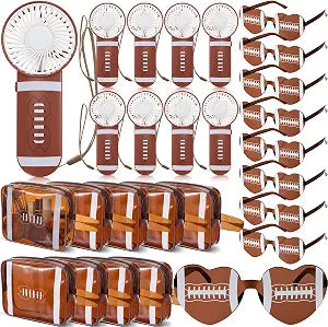 Woanger 27 Pcs Football Gifts Sets 9 Portable Mini Handheld Fans Bulk 9 Makeup Bags 9 Glasses Sport Party Favors Team Gifts for Women Games Birthday, Battery Not Include