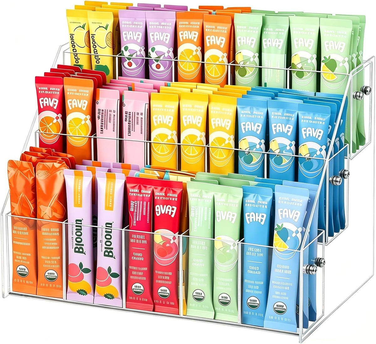 Drink Packet Organizer, Water Flavor Packets Holder, Easy Assembly