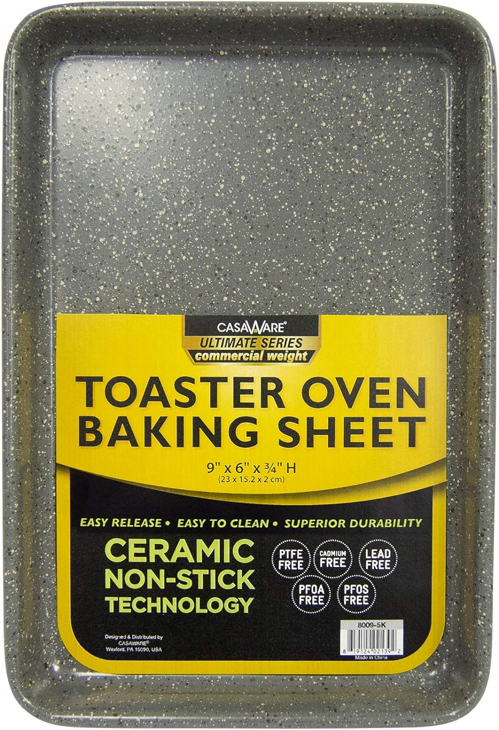 casaWare 9.75 x 6.62 x 0.75-Inch Toaster Oven Baking Pan (Silver Granite)
