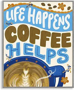 Coffee Helps Kitchen Quote, 16 x 20 Inch Framed Gicle Print