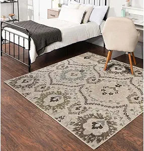 SUPERIOR Indoor Modern Abstract Living Room Area Rug, 5'x5', Beige-Brown