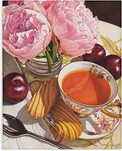 Stupell Industries Tea with Peonies and Plums, 24 x 30 Inch Canvas Wall Art