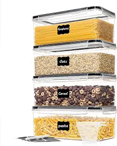Vtopmart Pasta Storage Containers, 4 Pack, 3.2L Airtight Canisters