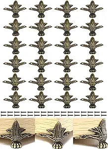 24 PCS Antique Brass Box Legs Feet for Wood Jewelry Treasure Storage Chest