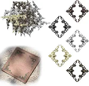 60 Pcs Metal Book Corner Protectors  Decorative Edge Guards for Scrapbooking Albums, Journals, Notebooks, DIY Crafts, Furniture & Cabinet Protection, Antique Photo Corners for DIY Projects