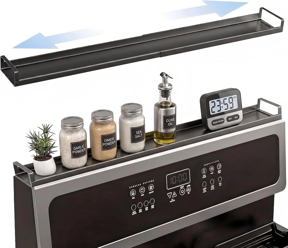 AWOKE Magnetic Over the Stove Shelf, Adjustable 16-30 in Carbon Steel