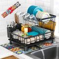 2 Tier Large Detachable Dish Drying Rack for Kitchen Counter,Black
