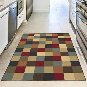 Ottomanson Checkered 3x5 Area Rug for Entryway  Non-Slip Kitchen Rugs