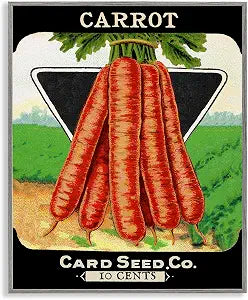 Vintage Gardening Carrots Farmhouse, 16 x 20 Inch Framed Gicle Print
