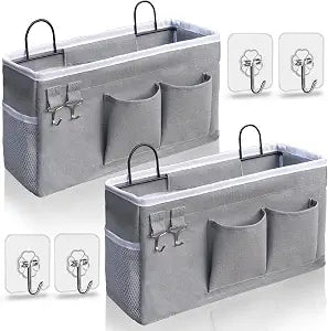 Kanrichu 2pcs Hanging Baskets for Organizing,Fabric Wall storage Basket,Wall Organizer for Closet,Kitchen, Bedroom, Office, RV Camper,Locker (Gray)