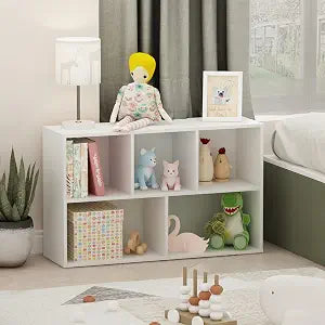 Furinno LUDER Book Shelf, 5-Cube Bookshelf, Easy Assembly Bookcase with Open Shelves, 9.4 x 19.7 x 31.5, for Living Room, Bedroom, Home Office, Plain White
